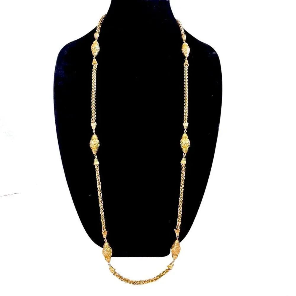 Monet Gold Bead Toggle Clasp Rope Necklace